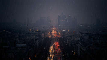 rainy city window