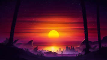 sunset purple car